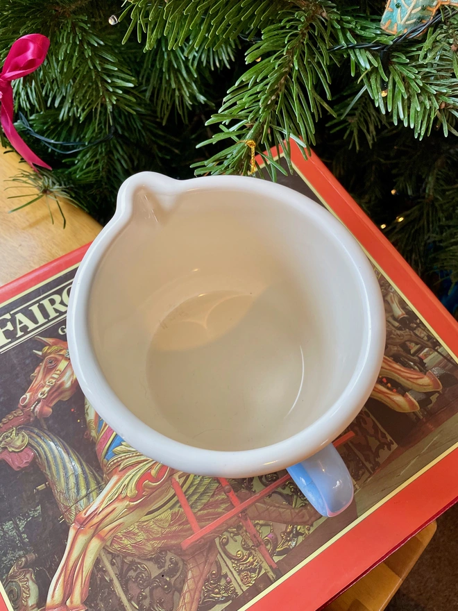 Inside of enamel jug shows excellent condition