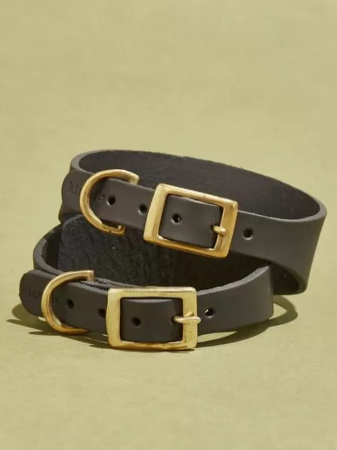 Hound Leather Dog Collar - Grey