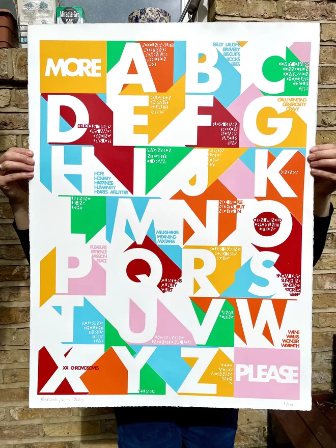 The Alphabet Of More - colourful handmade screenprint art