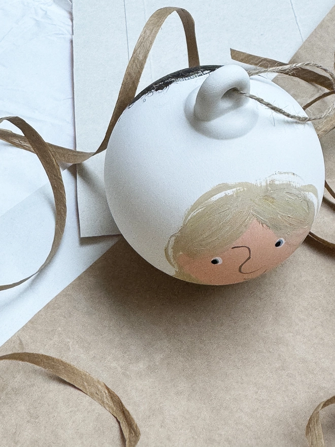 hand painted Christmas bauble portrait 
