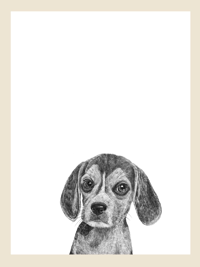 Artwork of beagle puppy art print