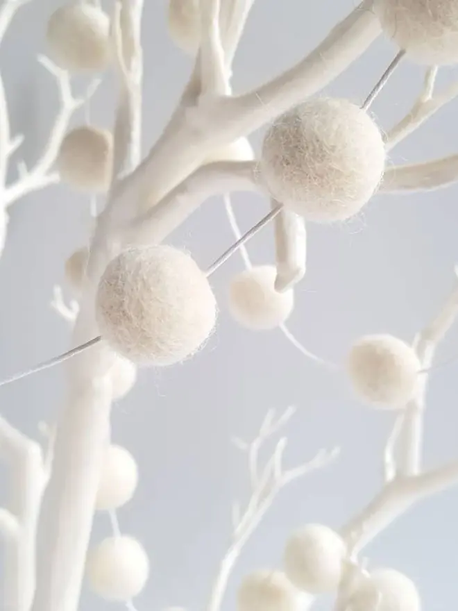 White Christmas Garland Ivory Felt Garland