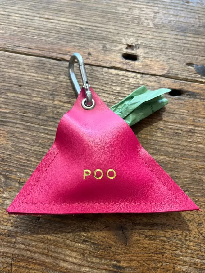 Poo Debossed gold and pink colourful triangle pouch