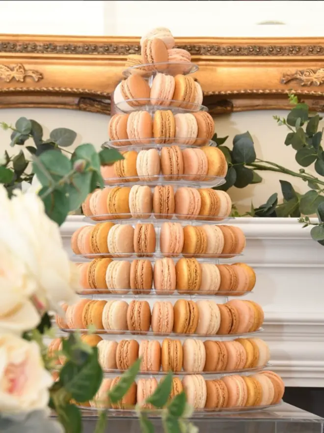 Golden Hues Macaron Tower