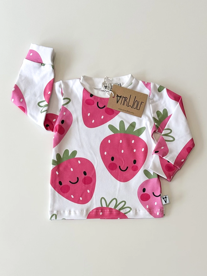 strawberry print kids baby clothes legging t-shirt