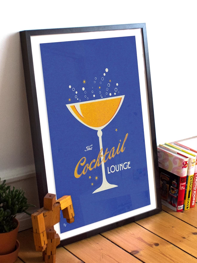 Illustrated Cocktail Lounge Fine Art Print by Flora Fricker