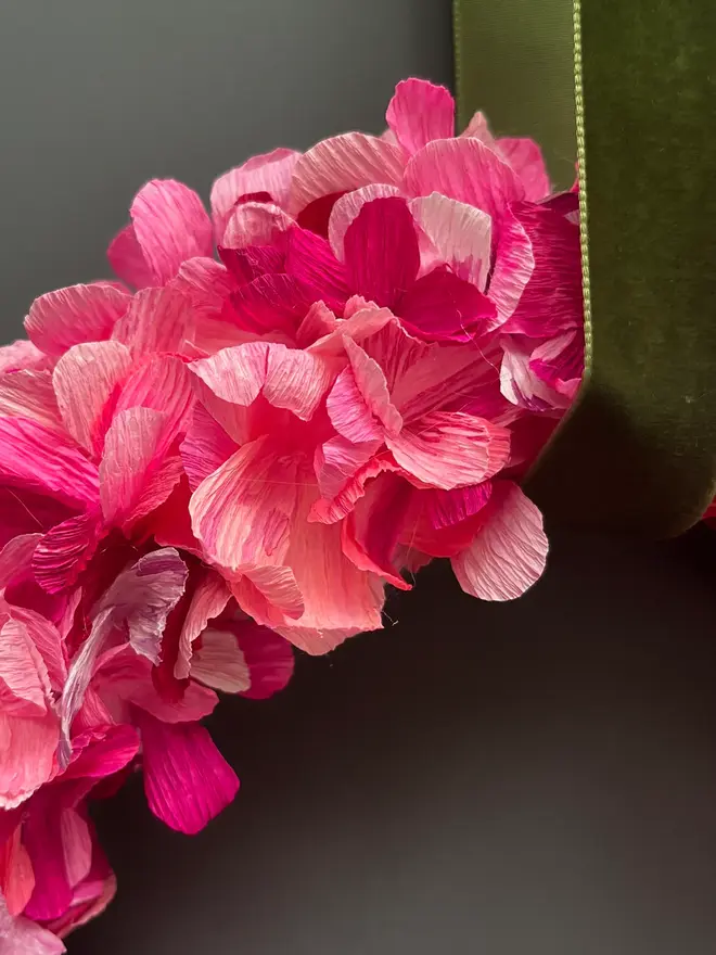 Magenta Pink & Coral Assorted Crepe Paper Wreath