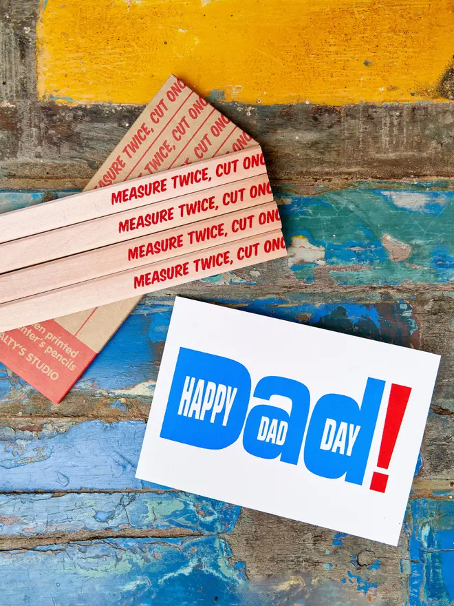 Measure Twice, Cut Once Carpenters Pencils & Card Bundle