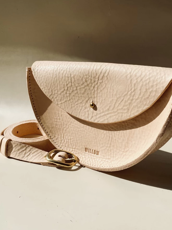 Nude leather bag handmade