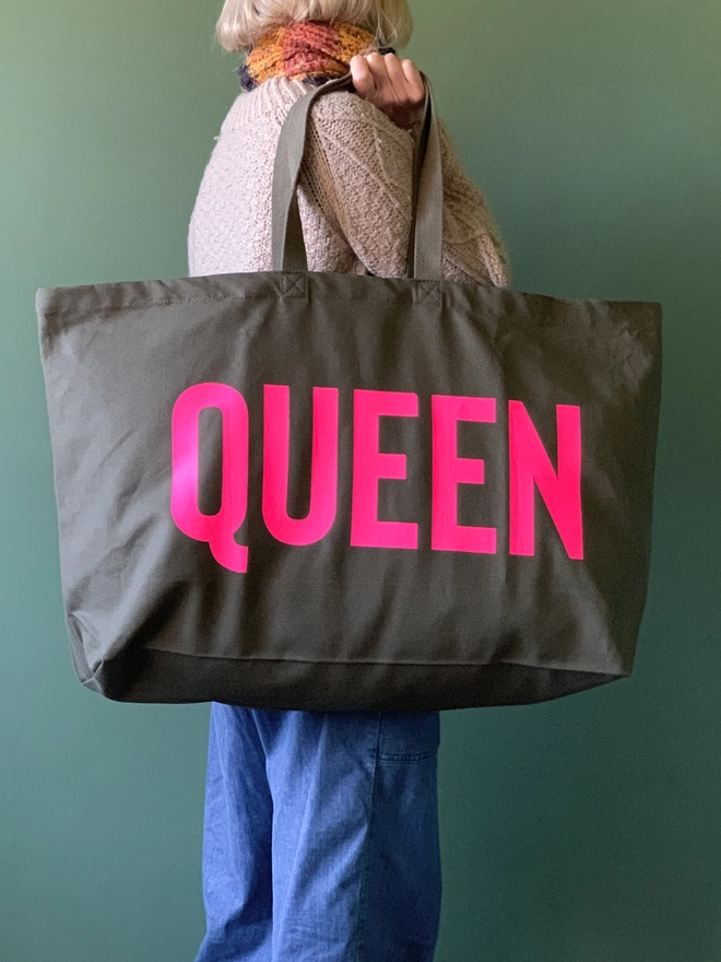 Killer Queen Supersize Tote - Olive Green