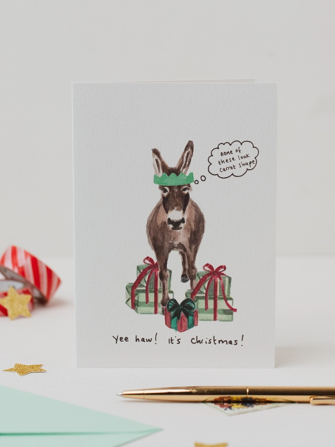 donkey funny thoughts christmas card