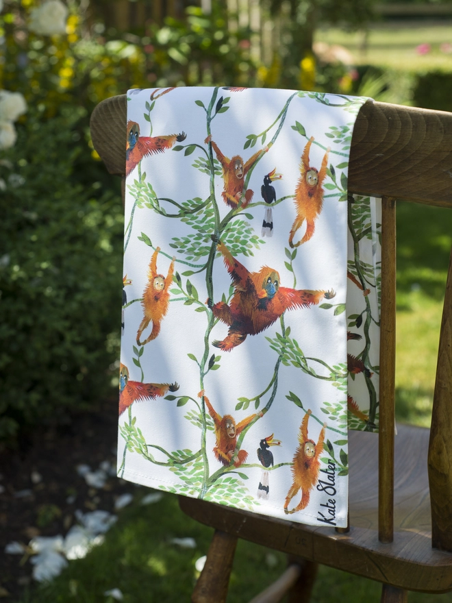 Swinging Orangutans Organic Cotton Tea Towel