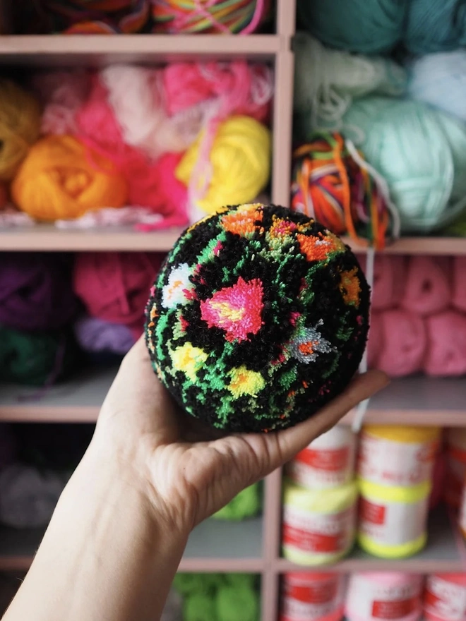 Trimmed Floral Pom Pom