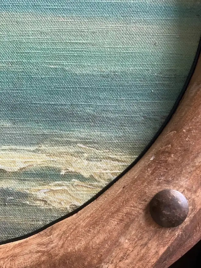 close up of sea print on linen