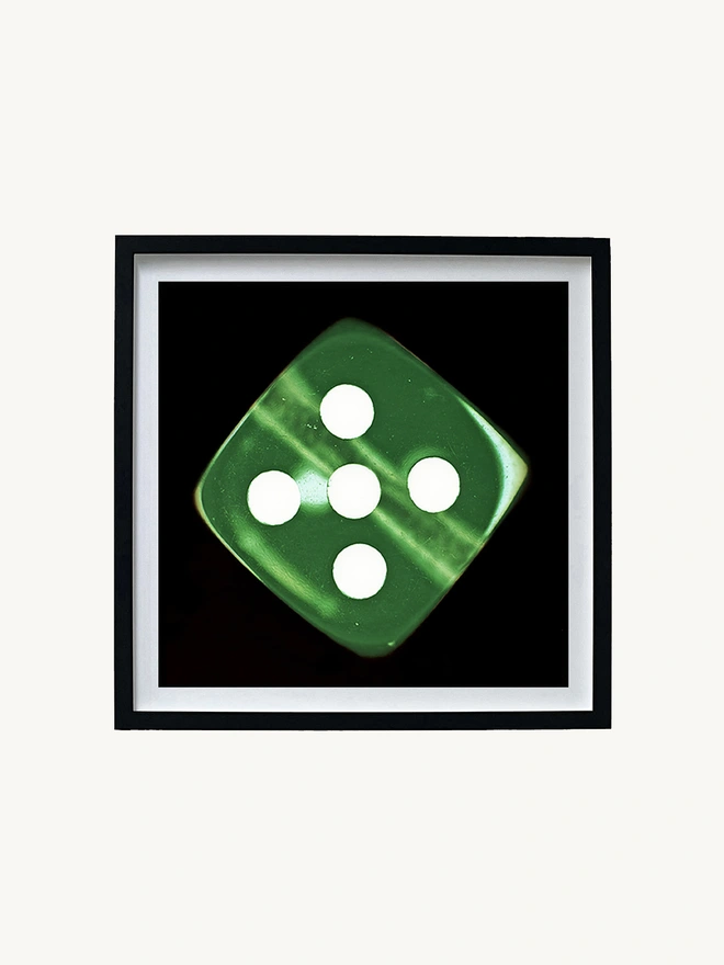 Green Five Dice Framed in Black