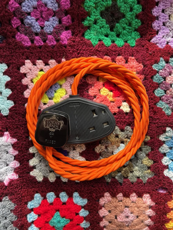 Lola's Leads Fabric Extension Cable in Pumpkin Orange