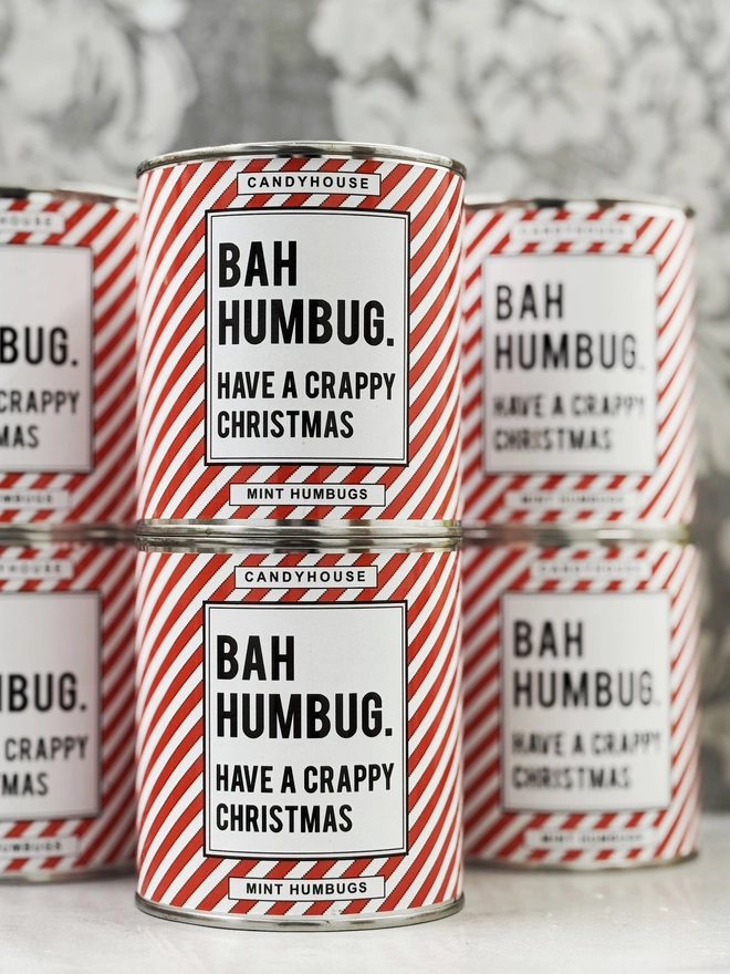 Tin Of Mint Humbugs Traditional Sweets Christmas Bah Humbug