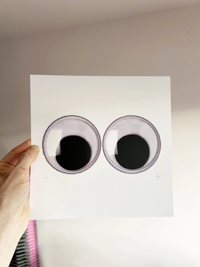 Hand Printed Googly Eyes Screen Print by Hannah Carvell