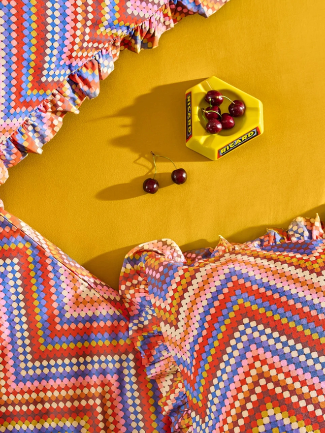 Gloria Pillowcases. Two multicoloured pillowcases.