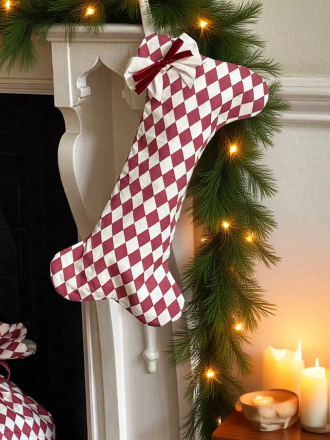 Red Christmas dog bone shaped stocking