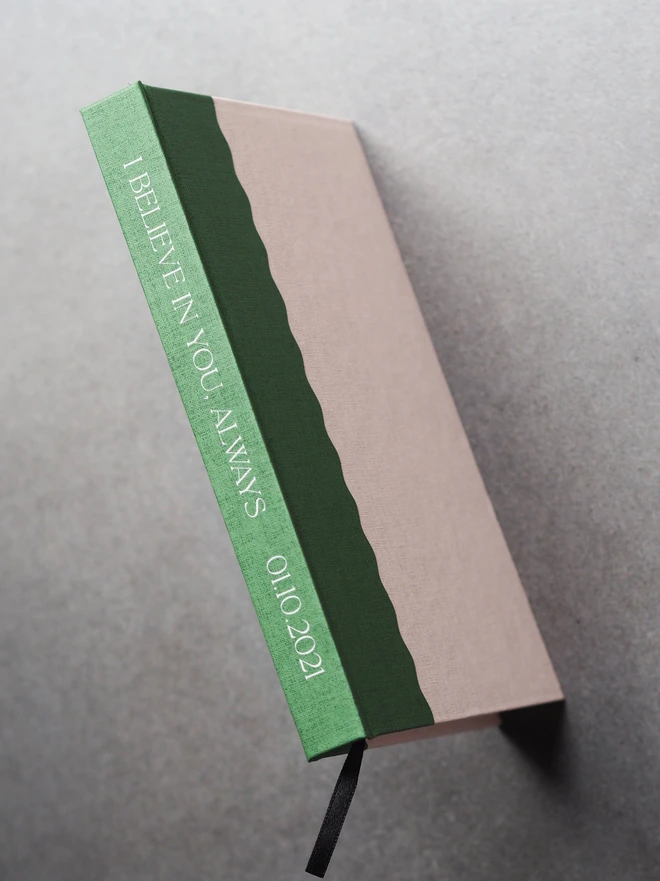 personalised notebook with scallop design 