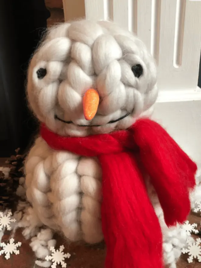chunky knitted Plod the little snowman