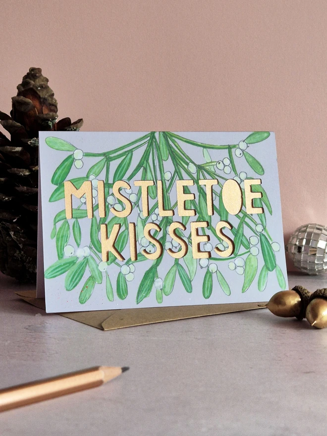 Mistletoe Kisses Christmas Card 