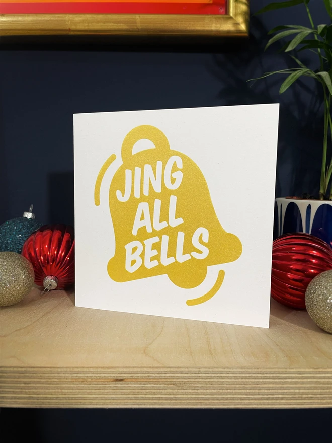 jingle bells bell screen print christmas card