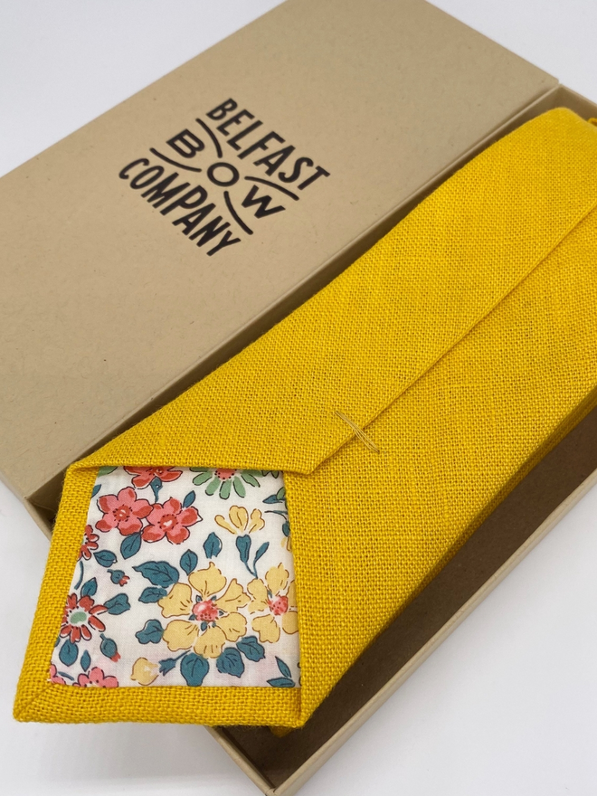 Mustard Yellow Irish Linen Tie handmade by the Belfast Bow Company