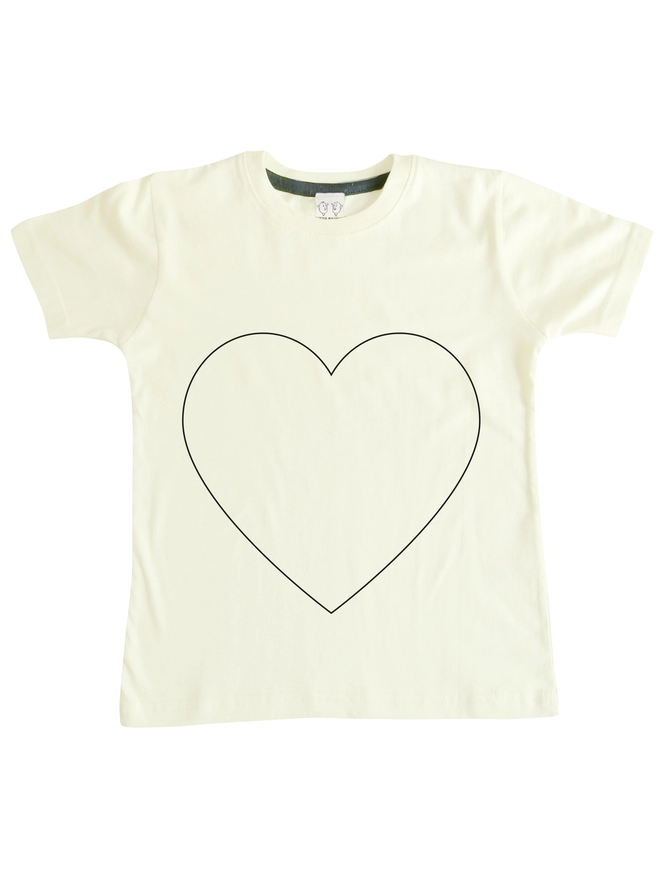 White t-shirt with simple heart outline