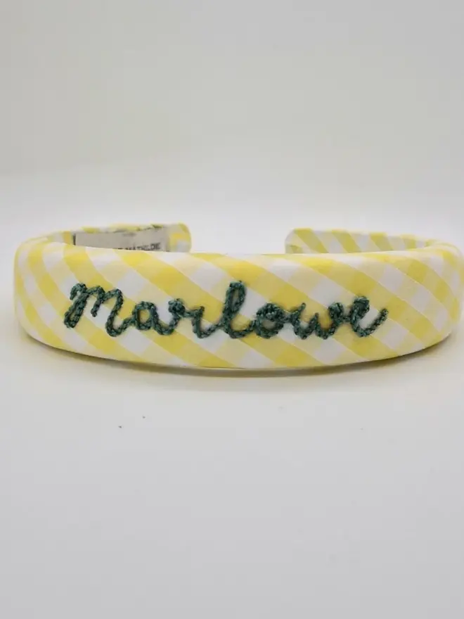 yellow gingham personalised headband