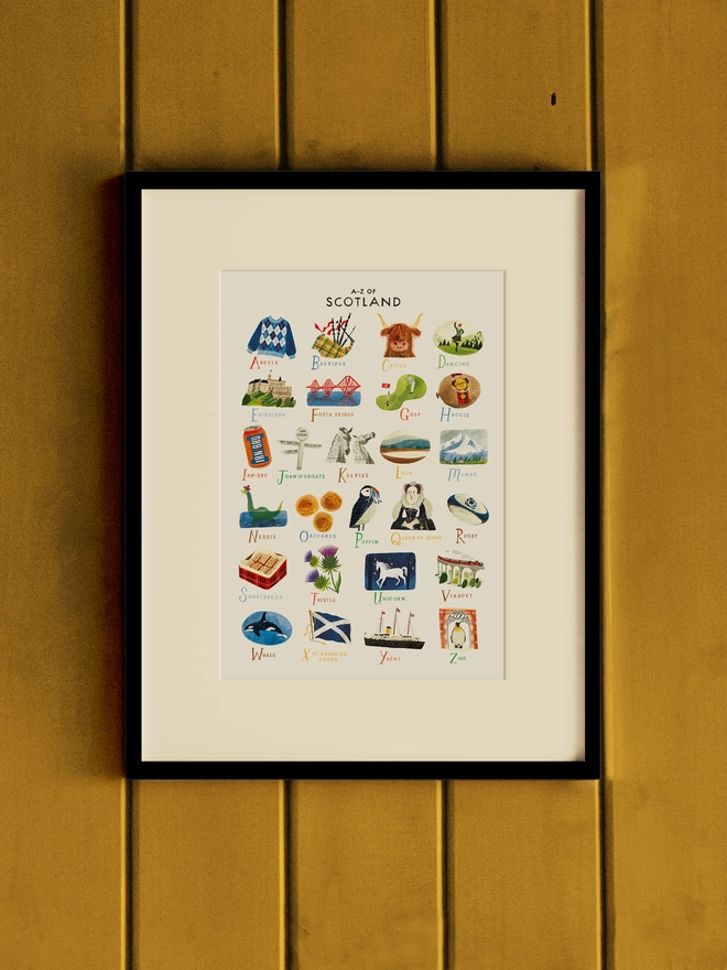 Framed Scotland A-Z Print 