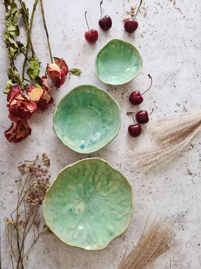 Set of 3 ceramic nesting bowls, pottery bowls, homeware,  tableware, gifts Jenny Hopps Pottery