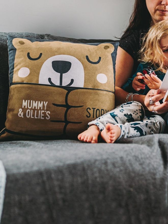 drifting bear story time pocket cushion bear