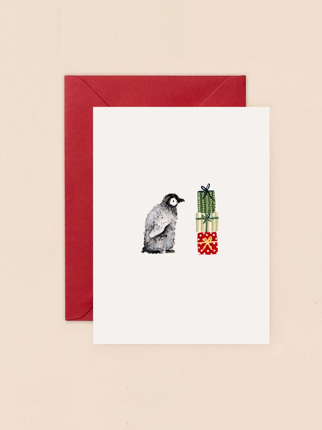 Penguin and Presents Mini Christmas Card