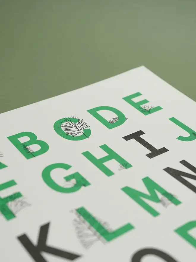 A-Z Of Trees A3 Limited Edition Risograph Print