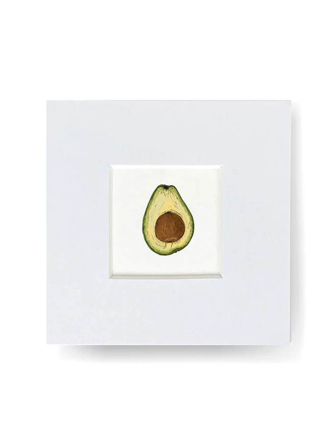Mini art print with mount featuring an Avocado Illustration