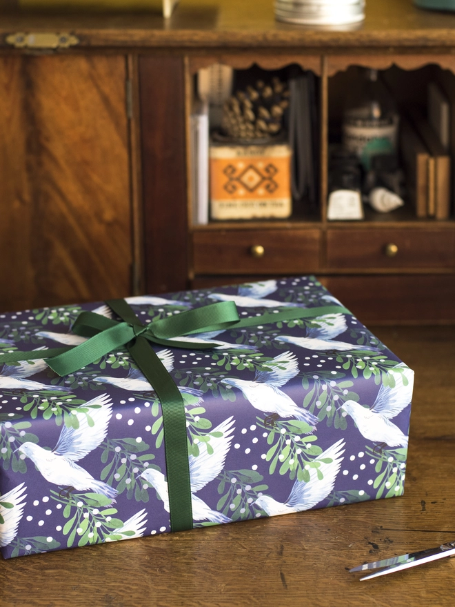 Mistletoe Dove Wrapping Paper