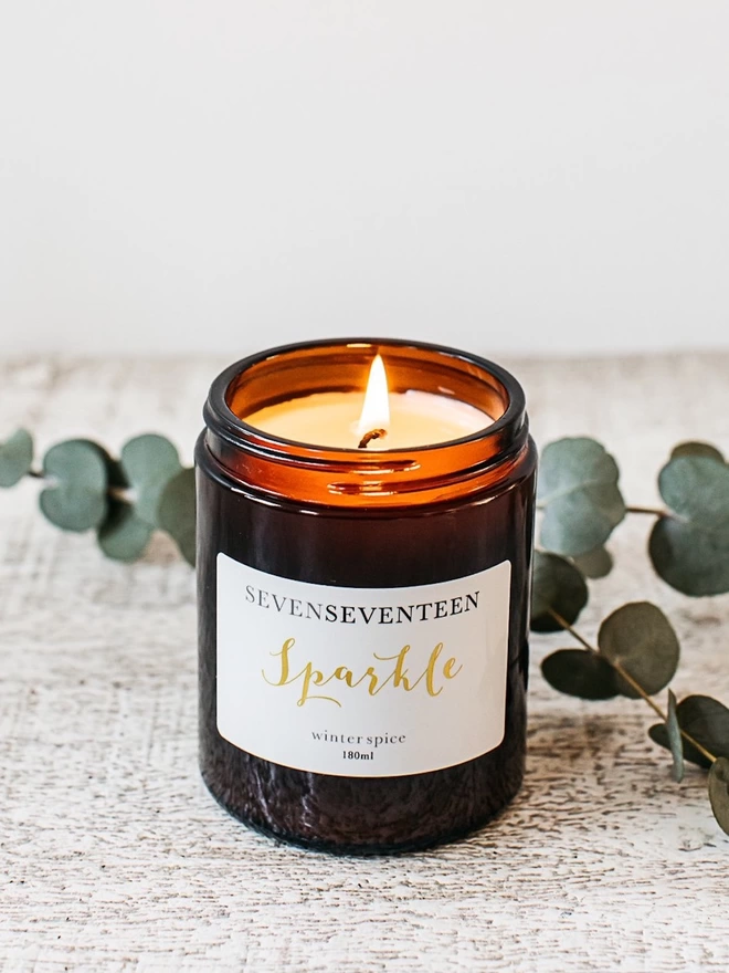 Sparkle Winter Spice Christmas 180ml Vegan Scented Candle