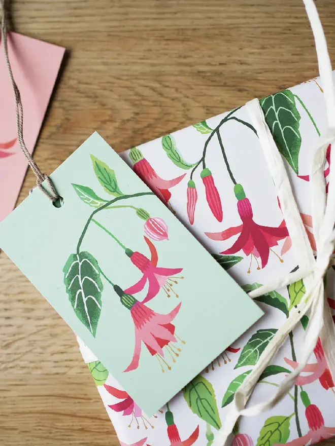 fuchsia flower gift wrap