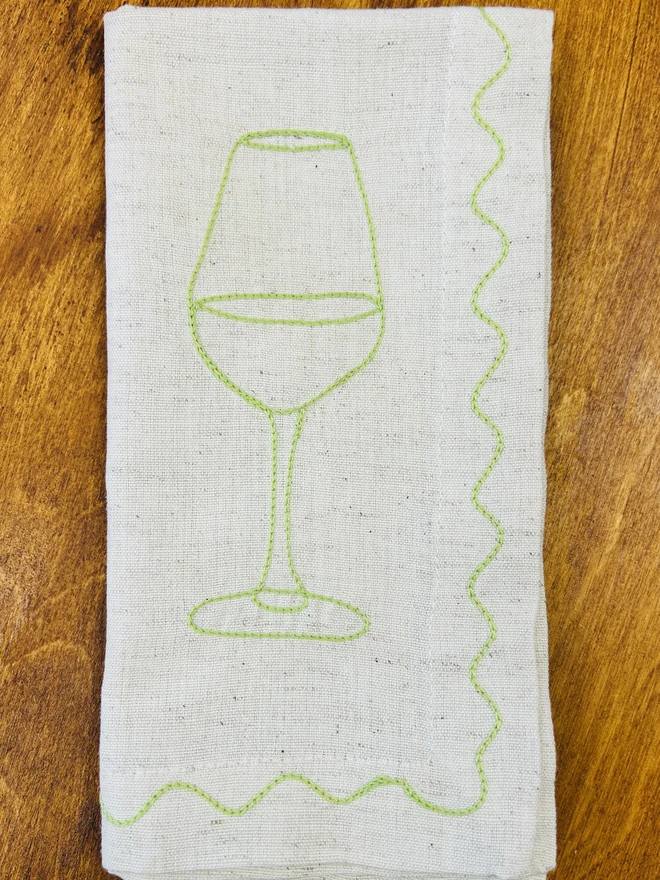 Embroidered Couple's Cocktail Napkins (Set Of 2) White Wine