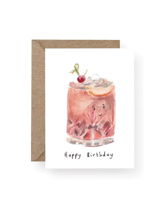 Old Fashioned Cocktail blank inside greeting card 