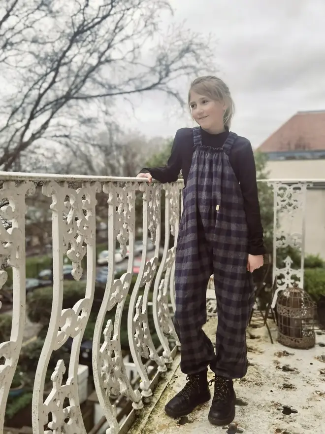 kids tartan dungaree