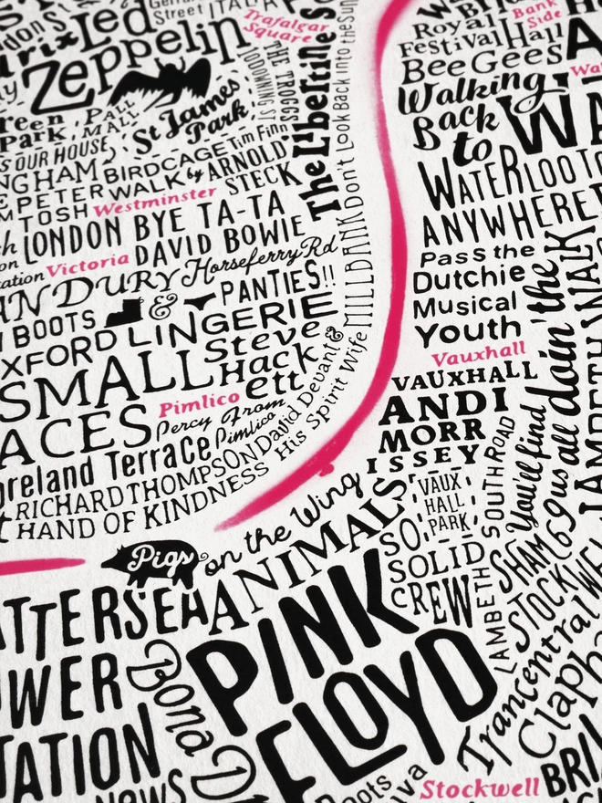 music map details showing fluorescent pink details