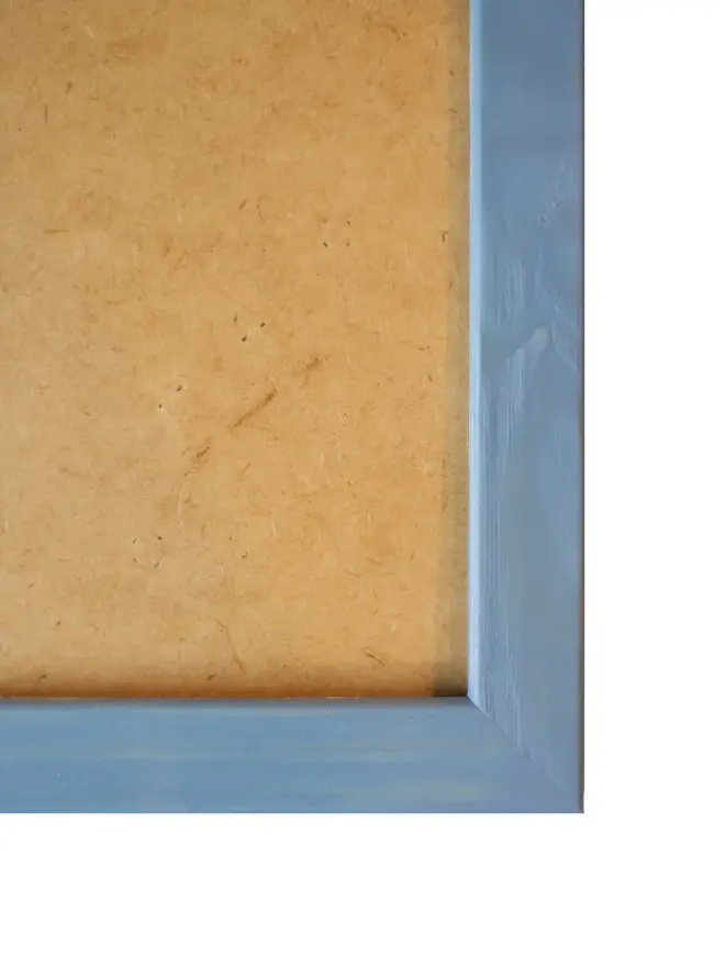 blue empty flat wood picture frame