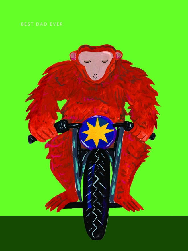 MONKEY ON MOTORBIKE FATHERS DAY DAD CARD