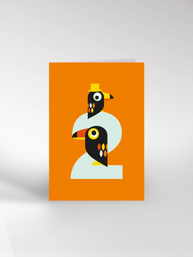 Birthday card with the number 2 and toucans