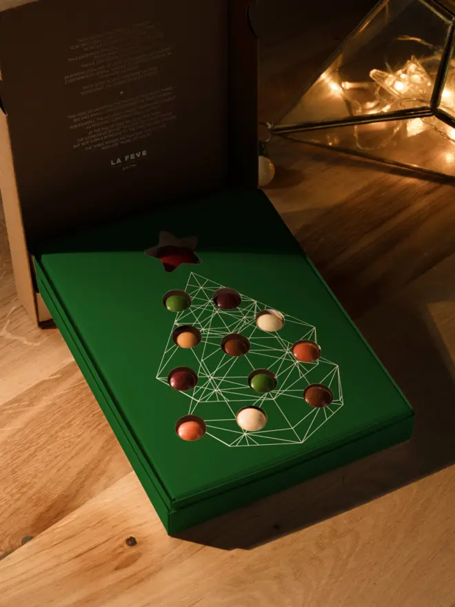 Christmas Tree chocolate box, highlighting tree design