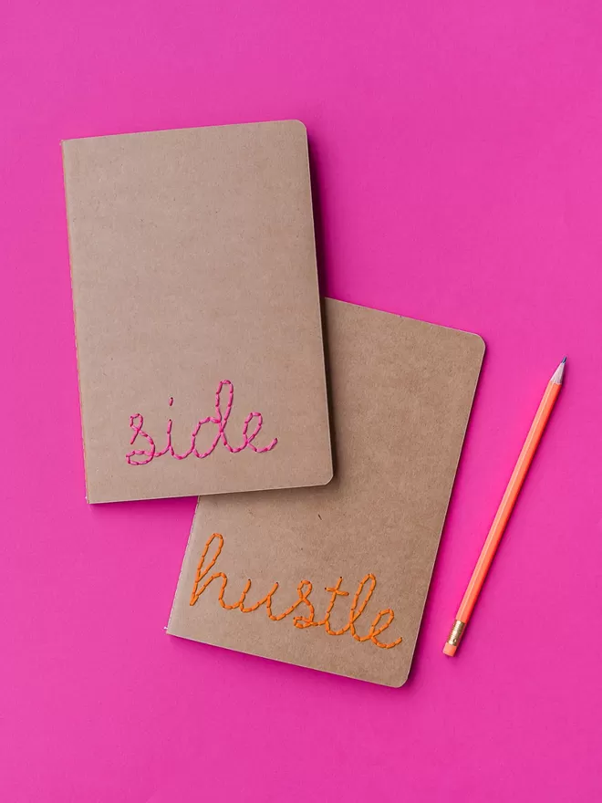 Side Hustle Embroidered Notebooks