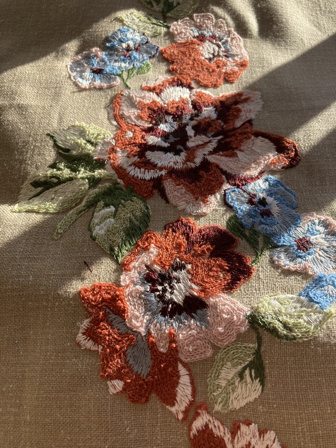 Close up Embroidery of Rosa art canvas